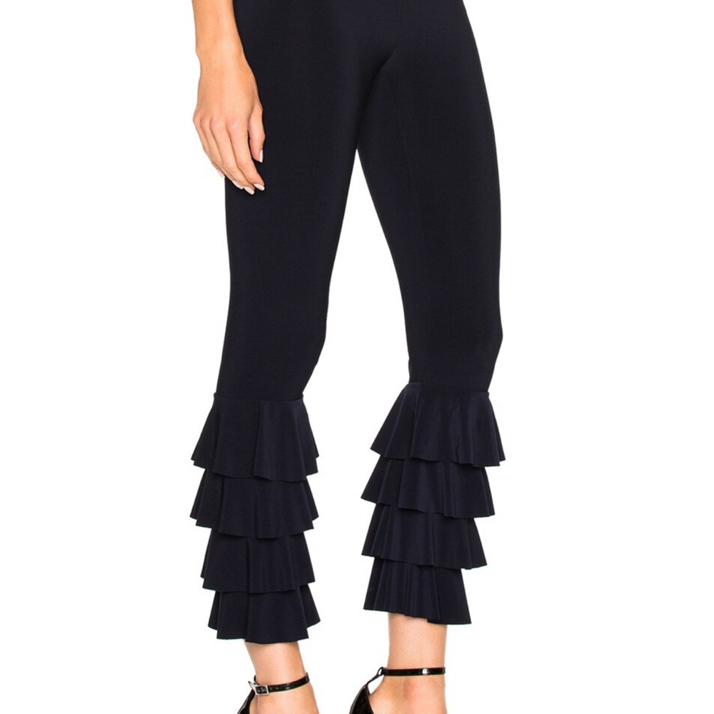 Norma Kamali Black Layered Ruffle Pants